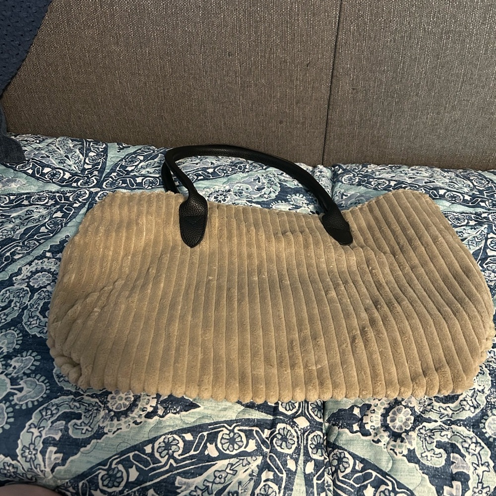 Elegant Tan Corduroy Tote Bag